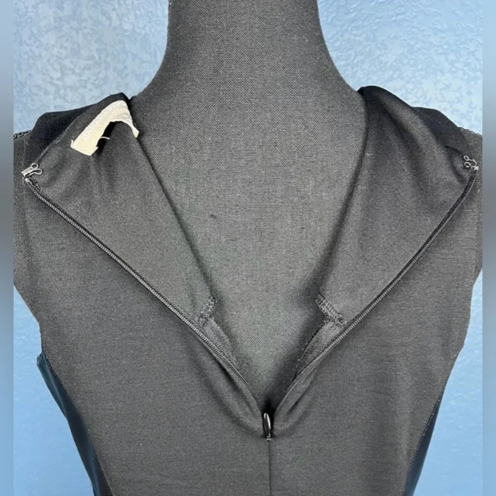 NWOT Banana Republic Factory Dress Black With Faux Leather Side Panels A Line - Picture 5 of 5